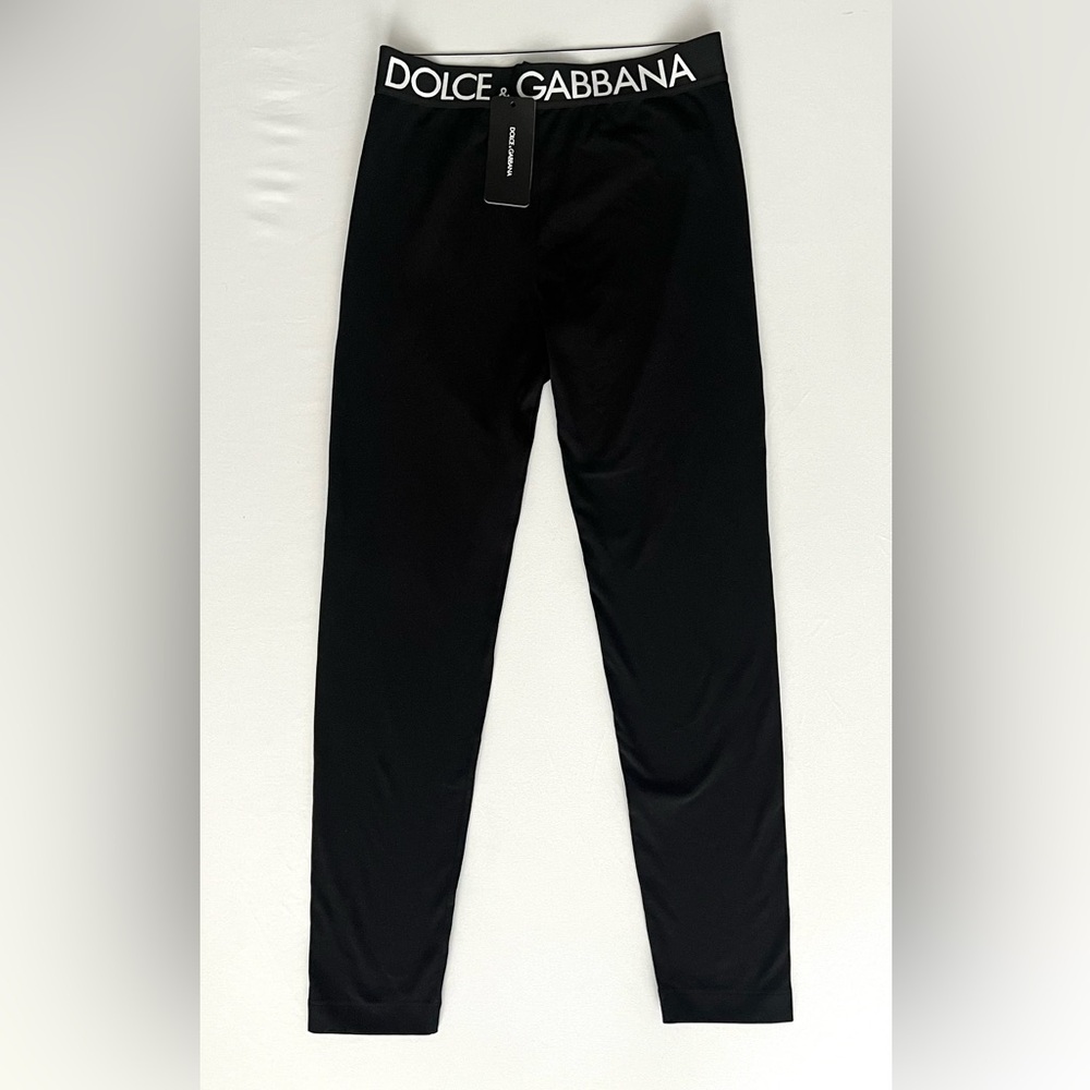 Dolce & Gabbana Black Jersey Leggings with Branded Elastic